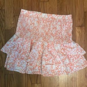 orange and white floral skirt